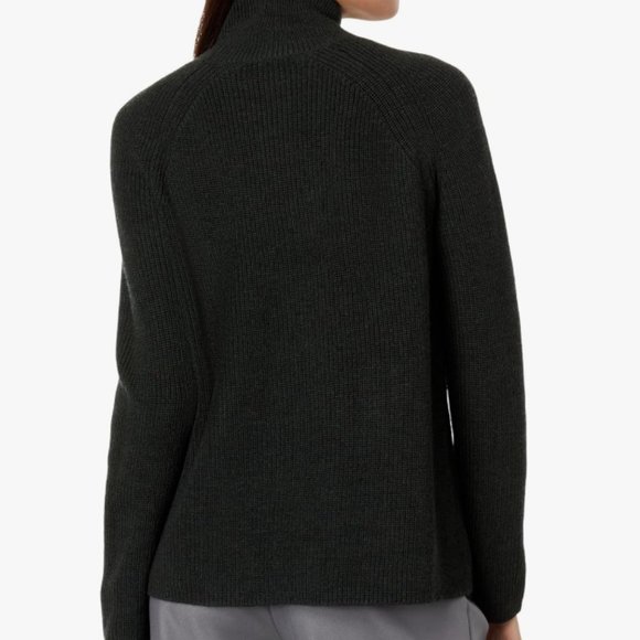 Eileen Fisher | Superfine Merino Wool Turtleneck Raglan Sweater | Ivy | Petite M - Picture 2 of 10